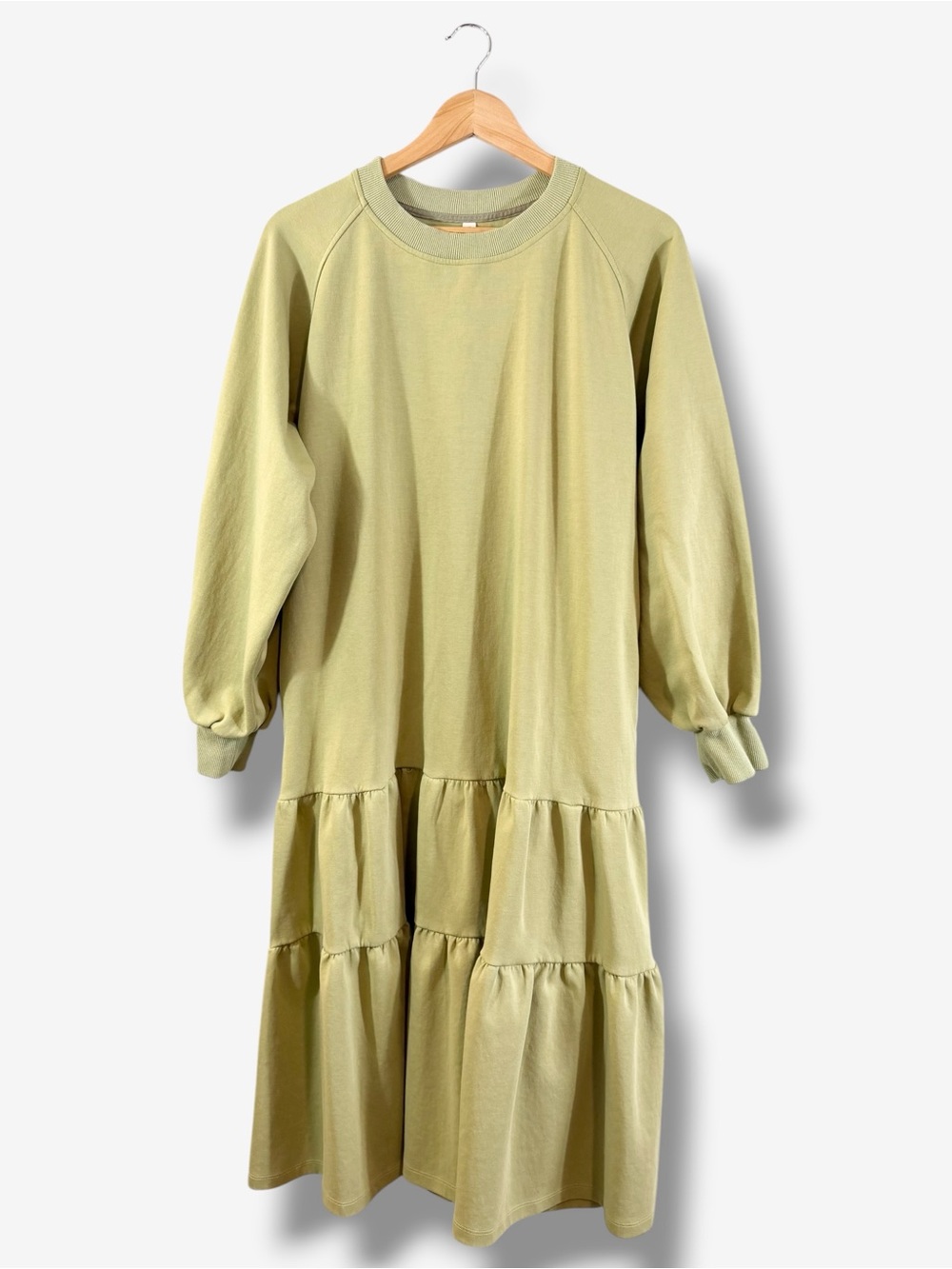 Nap Loungewear Green Tiered Midi Dress Size S Long Sleeve Cottage Casual Modest